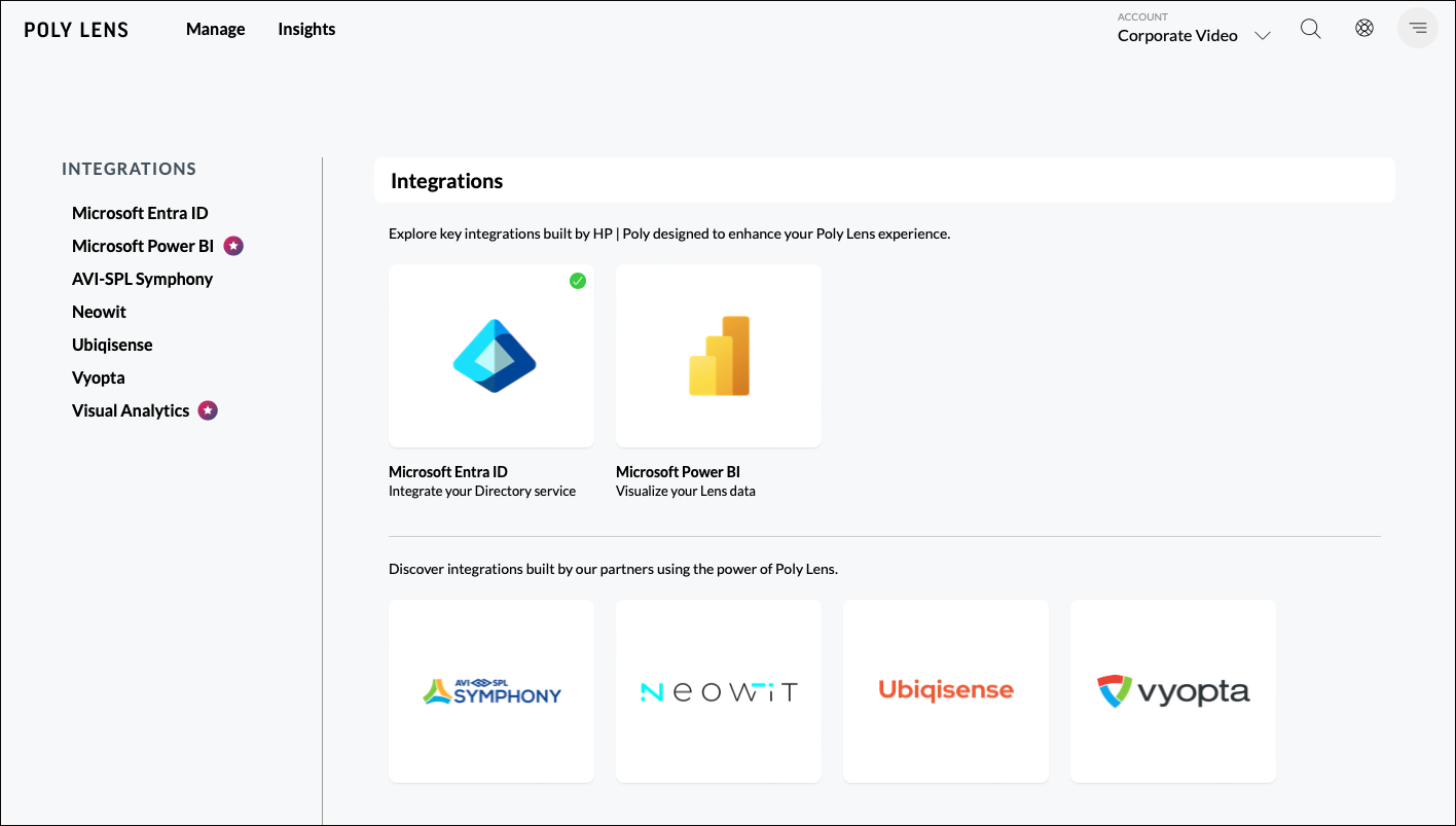 Integrations page