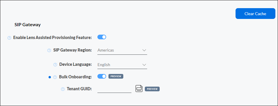 Poly Lens SIP Gateway enable Lens Assisted Provisioning Feature page
