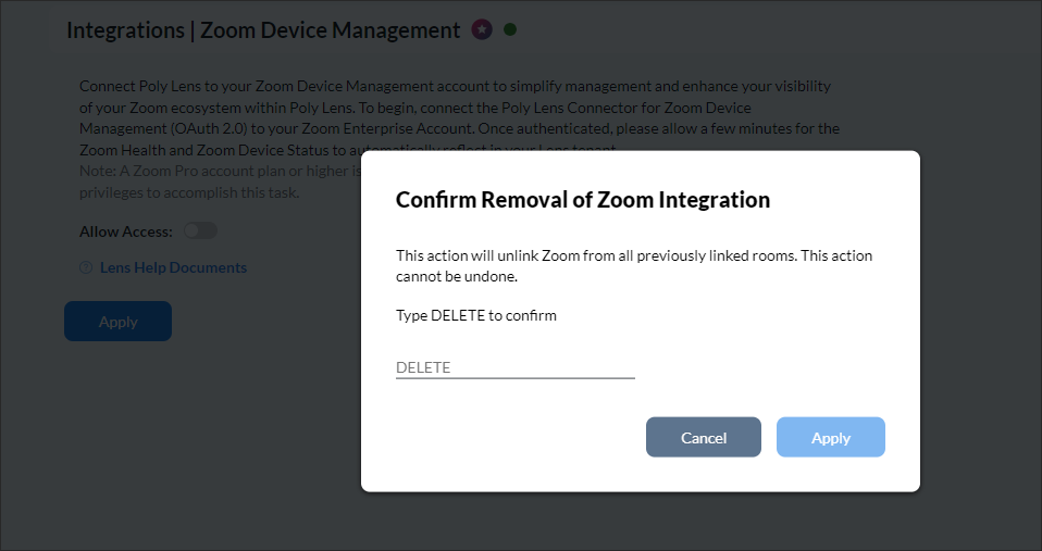 Zoom Device Management - Allow Access