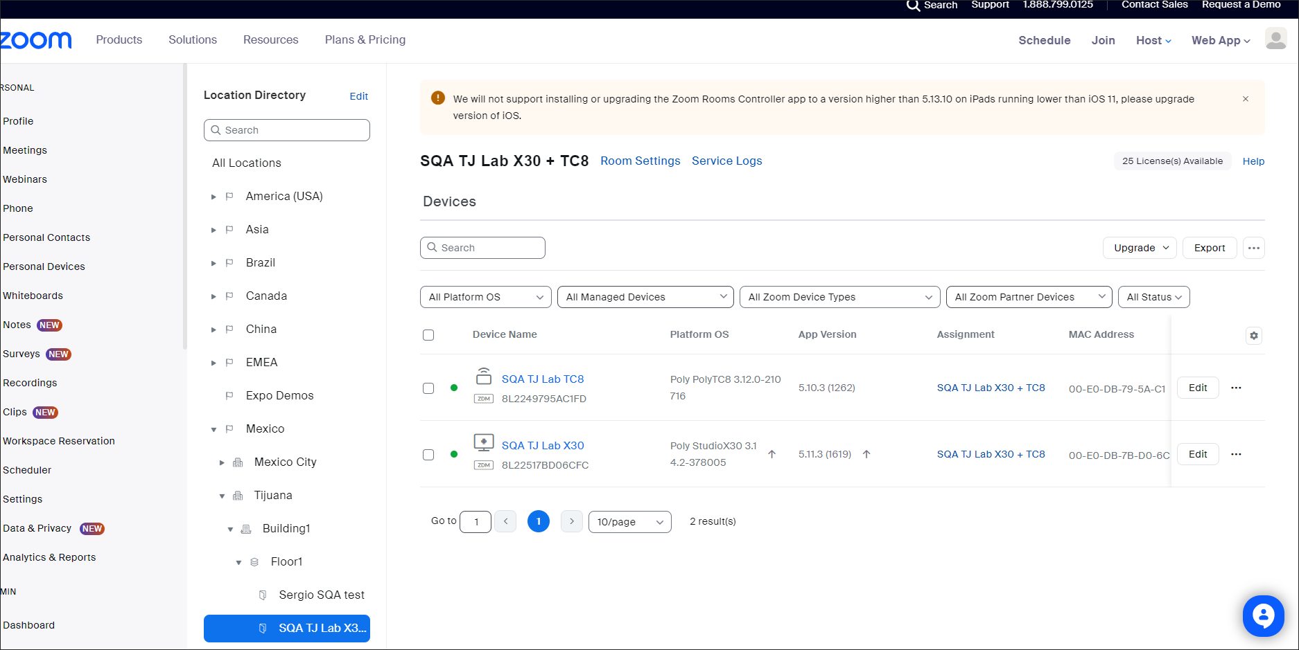 Zoom Device Management Portal